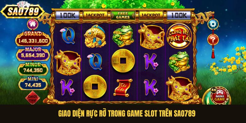 Giao diện rực rỡ trong game slot trên Sao789